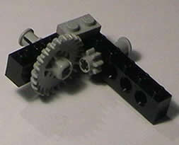 The Crown gear meshed with a small, 8 toothed gear.